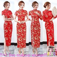 Embroidery Qipao Dragon&Phoenix  Cocktail Cheongsam  Women Retro Long Red Chinese  新年旗袍 by jinbao
