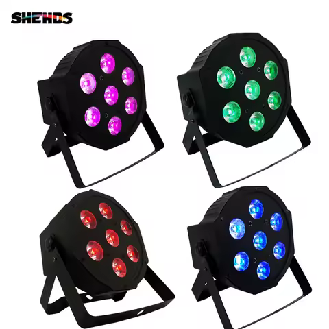 4pcs Hot Sell and Hight Quality Flat LED Par 7X12w/7X18W RGBW Stage Wash Light DMX Controller DJ Equ