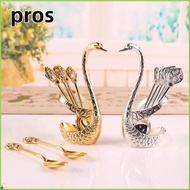 PROS Swan Base Stand Spoons, Stirring Mixing with 6 Spoons Swan Spoons, Elegant Creative Table Decor