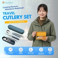 HILODAY Travel Cutlery Set Spoon Fork Chopsticks Cutlery