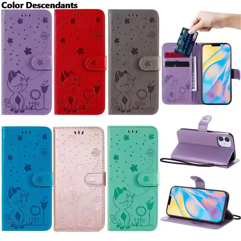 Lovely Cat Phone Case For LG k10 2010 US K8 2017 K12 PLus K41S K51S K40S G8S thinQ Stylo 4 Luxury PU