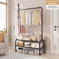 Rak Baju Gantung Besi Baru Rak Gantungan Berdiri 170x120CM Stand Hanger Pakaian/Sepatu Multifungsi