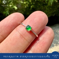 3AC-44.1-JA.IM แหวนหยกจักรพรรดิแท้ ตัวเรือนเงิน925 ชุบเคลือบ White Gold หยกพม่าแท้100% เขียวจักรพรรด