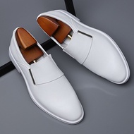 White Leather Shoes Men's Leather Spring Breathable 2022 New Formal Business Derby Shoes Man Casual English Shoes For Men