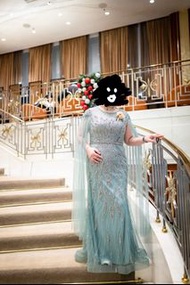 藍綠色晚禮服 附披肩 媽媽衫