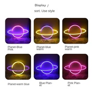 ไฟนีออน LED สำหรับห้องโคมไฟพลังงานแบตเตอรี่ดาวเคราะห์ป้ายนีออนแสงศิลปะแบ็คดรอปเป่าลม Led แสงดวงจันทร