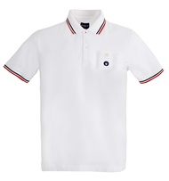 BROWNE & CO. เสื้อโปโล คอตตอน สีขาว คอ แขน ตัดต่อผ้าทอลาย รุ่น LPT001-1-WH