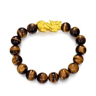 CHOW TAI FOOK 999 Pure Gold Charm with Tiger-Eye Stone Bracelet R20706