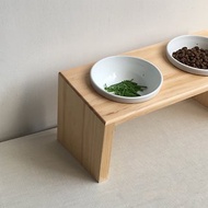 斜面 實木寵物餐桌 雙口碗架 附瓷碗 防水 客製