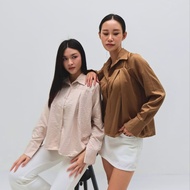 KEMEJA ALOHA Lavina Flowy Blouse 2859 | Women's Long Sleeve Blouse Shirt Top | Formal Nursing Shirt