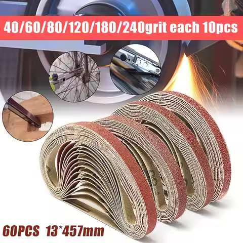 60pcs Sanding Belts 13 X 457 Mm Dimension 40/60/80/120/180/240 Grit Abrasive Tools Sandpaper Bands 1
