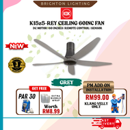 KDK K15z5-rey Ceiling Fan – 60 Inch Long Pipe Dc Temp Sensor Remote Grey Sensa 5 Kipas Siling