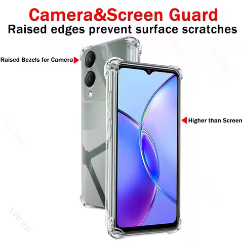 Luxury Clear Phone Case for Vivo Y17s 6.56" Thickened Transparent Case for Vivo Y 17 S Y17 17s Anti-