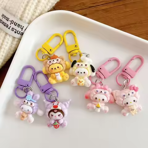 Sanrio Cinnamoroll Hello Kitty My Melody Kuromi Keychain Bag Pendant Charms Backpack Decoration Gift