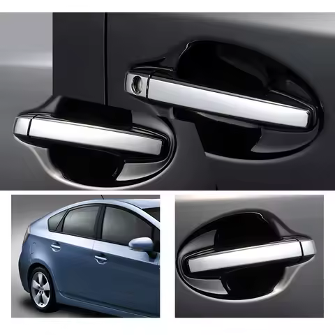 8PCS Chrome Door Handle Cover Molding Garnish Trim with Keyhole For Toyota Prius ZVW30 Car Styling A