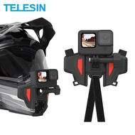 TELESIN Motorcycle Helmet Mount Strap Flodable Front Chin Mount for GoPro Hero 12 11 10 9 8 7 6 5 DJI Osmo Action 2 3 4 Insta360 Action Camera