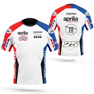 【Stock delivery】2025 Aprilia Trackhouse Team Racing T-shirt Men's Summer Superior White Tide Oversiz