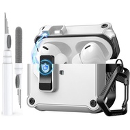 (Only Case) ZUZG Automatic Lock Case Compatible with AirPods 4 /Pro 2nd/1st Generation Cover with Ke