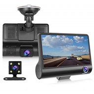 รถ Dash Cam Night Vision ภาพย้อนกลับ Dual เลนส์พร้อมกล้องสำรองเครื่องบันทึกการขับขี่กันน้ำ