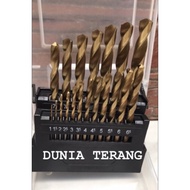 MATA 25 Pcs Yellow Drill Bit Set - HSS Twist Tin Drill Bit Set - Coasted