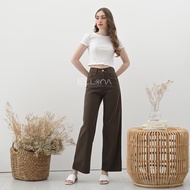 OSSO - Carissa Kulot Jeans Warna Coklat Tua