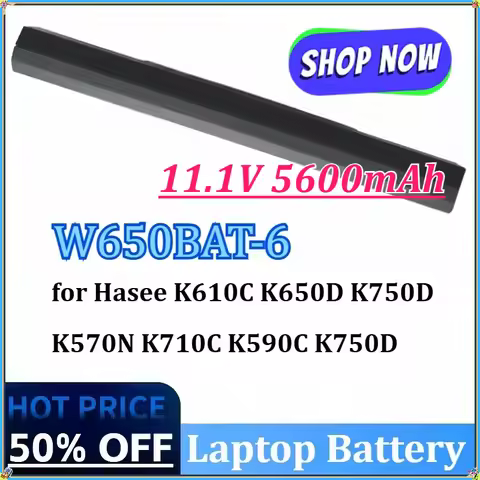 New 11.1V 5600mAh W650BAT-6 Laptop Battery for Hasee K610C K650D K750D K570N K710C K590C K750D G150S