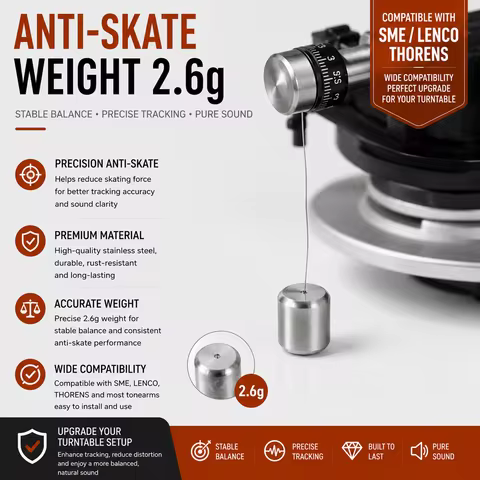 Turntable Anti-Skate Counterweight 2.6g Hanging Weight For SME Lenco Thorens Tonearm Vinyl Player Pa