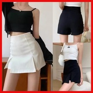◇ Korean High Waist Skirt Shorts for Women White Black Skirt With Slit Woman Mini Skirt Skort Palda