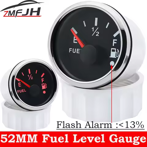 Universal 52MM Fuel Level Gauge 0-190 ohm 240-33 ohm Fuel Level Meter with Alarm For Marine Boat Car