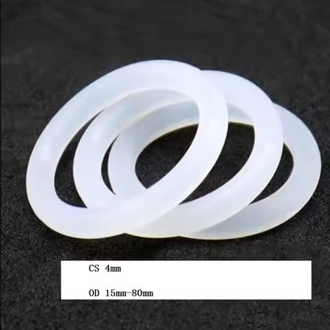 4mm Silicone O-Ring Food Grade Seal Washer White Rubber O Ring OD 15 mm - 80 mm