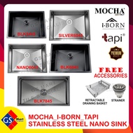 MOCHA / IBORN Undermount Stainless Steel Nano Black Kitchen Sink (Single Bowl) / Sinki Dapur Hitam