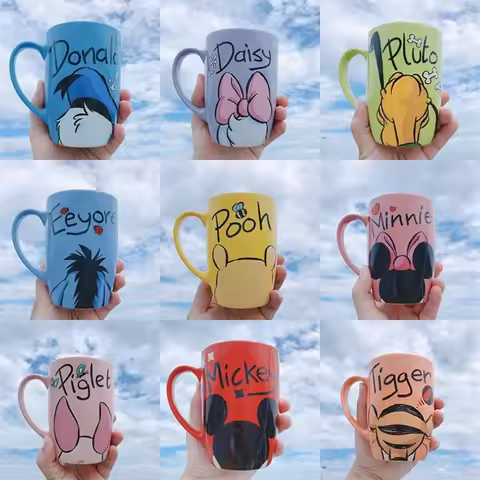 530ML Disney Mickey Mouse Cartoon Ceramic Mugs Minnie Donald Duck Pooh Pig Ceramic Milk Cup Cups and