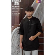 Baju Koko Kurta Pria Lengan Pendek Putih Hitam Polos Nkr 007 Nibras