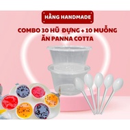 Set of 30 Panna Cotta jars + 10 Hang Handmade Panna Cotta spoons