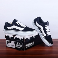 Promo Sepatu Vans121 old skool motif lumer hitam putih casual sneakers pria wanita
