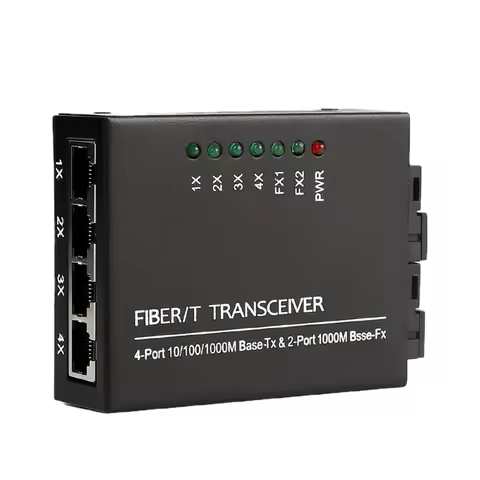 Mini 1.25G 20KM 2 SC Fiber Ports 4 RJ45 Port 10/100/1000MBPS Fiber Transceiver Media Converter Singl