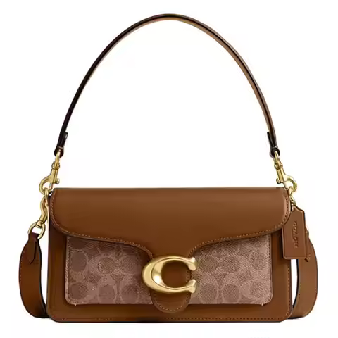 COACH Tabby Cow Leather Portable Crossbody Bag, Shoulder Bag Medium Women's Brown Yellow CI032-B4N4