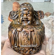 Tượng thần tài mini bằng gỗ mụn hoa kt 10×7×7cm