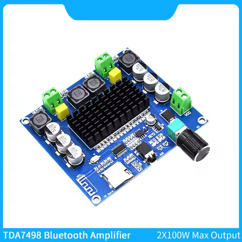 TDA7498 Audio Amplifier Bluetooth 5.0 100W+100W High Power Amplifiers Board AUX TF Card Class D 2.0 