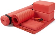 Signature Fitness 7-Piece Yoga Set - Include Yoga Mat with Carrying Strap, 2 Yoga Blocks, Yoga Mat T