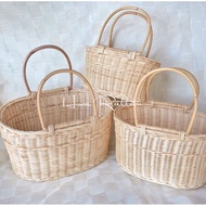 Rattan basket with handle / Oval picnic basket / Picnic bag / Bakul rotan berkelah / Storage basket market pasar