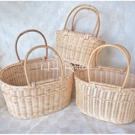 Rattan basket with handle / Oval picnic basket / Picnic bag / Bakul rotan berkelah / Storage basket 
