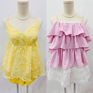 Thrift 2hand pass babydoll halter top set liquidation