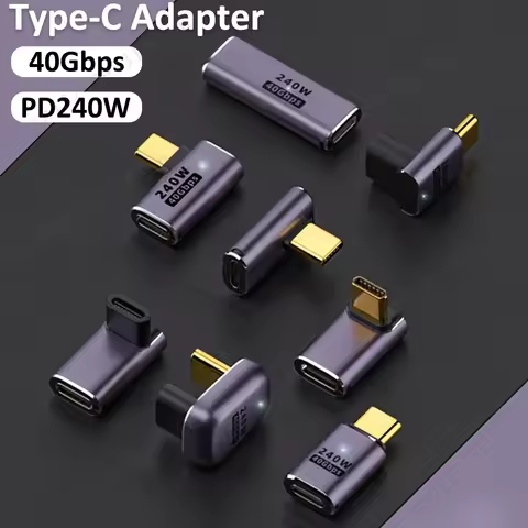 5A Type-C OTG Adapter 240W Fast Charging Data Converter USB4.0 40Gbps Support 8K 60Hz USB C 90/180 D