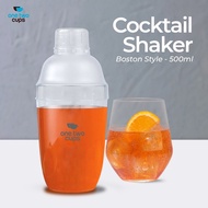 G7 One Two Cups Cocktail Shaker Mixer Bartender Boston Style 500 ML B0569 Transparent Bottle