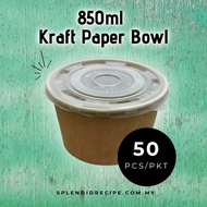 850ml Kraft Paper Bowl with Lid (50 pcs)