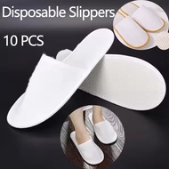 【10 Pairs】Disposable Slipper Hotel SPA Salon Party Home Guest Use Nonwoven Fabric Luxury Disposable Slipper Breathable Soft Closed Toe Spa Shoes