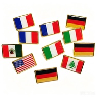 World National Flag Pin, United States, United Kingdom, Italy, France Flag Metal Brooch