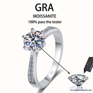【 GRA Certificate Attached 】 0.5ct-3CT genuine moissanite ring, classic six claw S925 pure silver el
