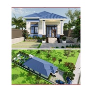 Dk284 7m5x15m1 Japanese Roof House Design Drawing Printed on A3 Paper, Full 3D Color, Architecture, 